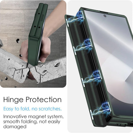 Mobizang Magnetic Hinge With Inbuilt Stand Case for Samsung Galaxy Z Fold 6 | Shockproof Stand Hybrid Bumper Back Cover (Green)
