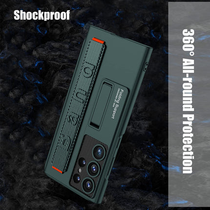 Mobizang Ultra Thin Band + Stand Back Case for Samsung S25 Ultra | Slim Camera Lens Protection Cover with Kickstand (Green)