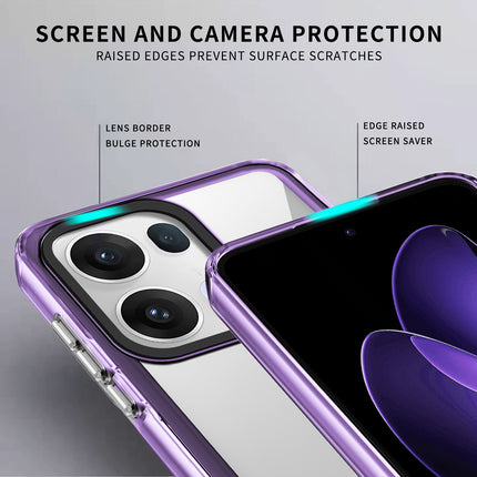 Mobizang Warrior Acrylic Clear Back Cover For Oppo Reno 13 Pro 5G | Slim Shockproof [Military Grade Protection] Hybrid Bumper Case (Purple Sides)