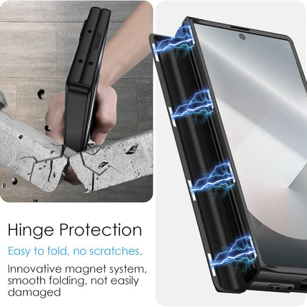 Mobizang Magnetic Hinge With Inbuilt Stand Case for Samsung Galaxy Z Fold 5 | Shockproof Stand Hybrid Bumper Back Cover (Black)