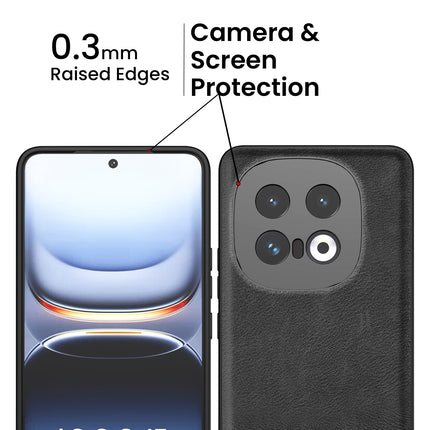 Mobizang Tux Leather Back Cover for IQOO 13 (5G) | Slim Shockproof Camera Protection Bumper Case (Black)