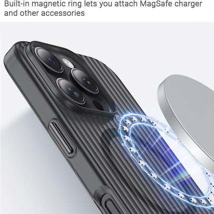 Mobizang Matte Magnetic Wave Grip Back Cover for Apple iPhone 16 | [MagSafe Compatible] Wireless charging, Slim, Metal Buttons, Frosted Back Case (Grey)