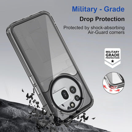 Mobizang Warrior Acrylic Clear Back Cover For Nothing Phone 3A Pro | Slim Shockproof [Military Grade Protection] Hybrid Bumper Case (Grey Sides)