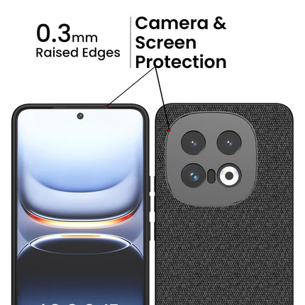 Mobizang Soft Fabric & Leather Hybrid Protective Back Cover for Iqoo 13 (5G) | Shockproof Slim Hard Anti Slip Back Case (Black,Brown)