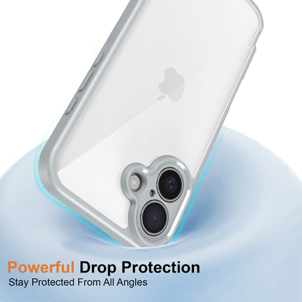 Mobizang Hawkeye Clear Back Cover for Apple iPhone 16 | Camera Lens Protector Shockproof Slim Clear Case Cover (Grey Sides)