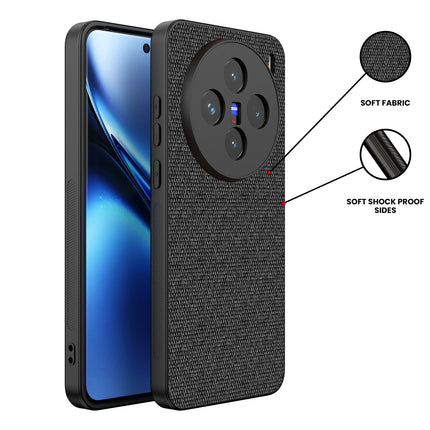 Mobizang Soft Full Fabric Protective Back Case Cover for Vivo X200 (5G) | Shockproof Slim Hard Anti Slip Back Case (Black)