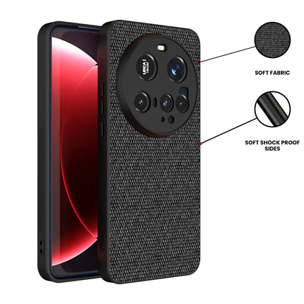 Mobizang Soft Full Fabric Protective Back Case Cover for Xiaomi 15 Ultra | Shockproof Slim Hard Anti Slip Back Case (Black)