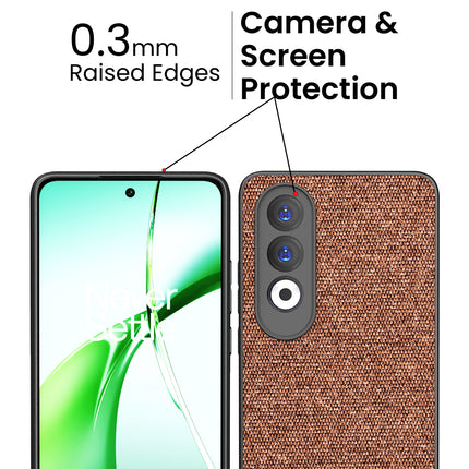 Mobizang Soft Fabric & Leather Hybrid Protective Back Cover for OnePlus Nord CE4 | Shockproof Slim Hard Anti Slip Back Case (Brown)