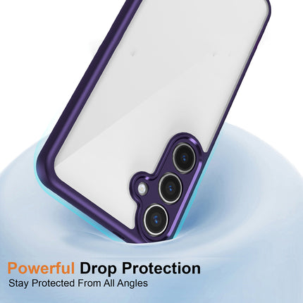 Mobizang Hawkeye Clear Back Cover for Samsung Galaxy S25 | Camera Lens Protector Shockproof Slim Clear Case Cover (Purple Sides)