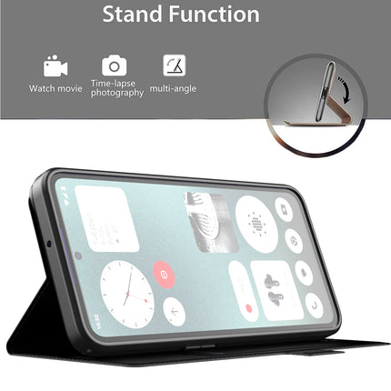 Mobizang Noble Slim Magnetic Leather Flip Case Cover for Nothing CMF Phone 1 | Card Holder Stand Flip Wallet Case (Black)