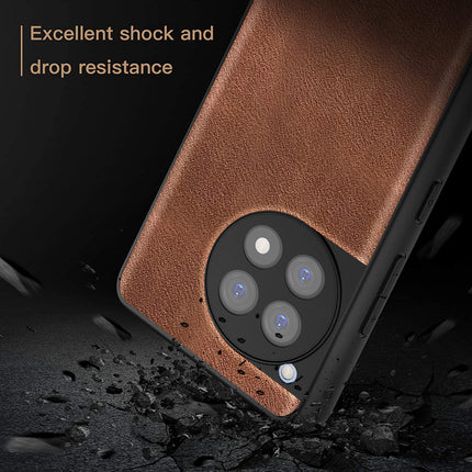 Kapa Tux Leather Back Cover for Oneplus 12R | Slim Shockproof Camera Protection Bumper Case (Brown)