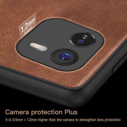 Mobizang Tux Leather Back Cover for IQOO Z9X | Slim Shockproof Camera Protection Bumper Case (Brown)