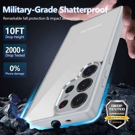 Mobizang Hawkeye Clear Back Cover for Samsung Galaxy S25 Ultra | Camera Lens Protector Shockproof Slim Clear Case Cover (Grey Sides)