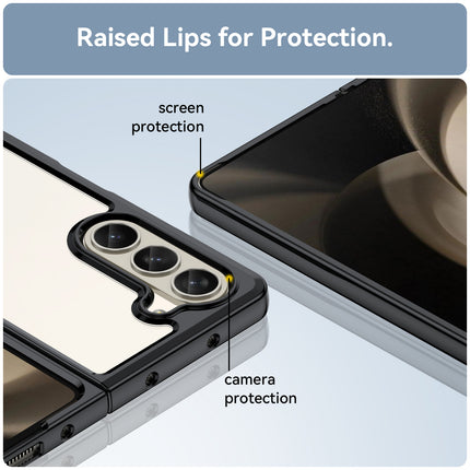 Mobizang Unicorn Acrylic Clear Back Cover For Samsung Galaxy Z Fold 6 | Slim Shockproof [Military Grade Protection] Hybrid Bumper Case (Black Sides)