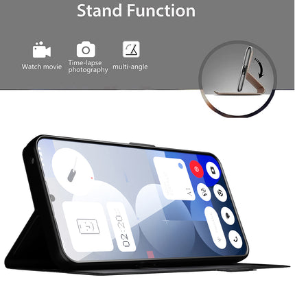 Mobizang Noble Slim Magnetic Leather Flip Case Cover for Nothing Phone 3A Pro | Card Holder Stand Flip Wallet Case (Black)