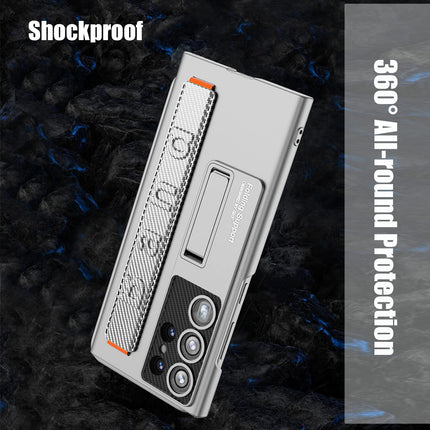 Mobizang Ultra Thin Band + Stand Back Case for Samsung S25 Ultra | Slim Camera Lens Protection Cover with Kickstand (Silver)