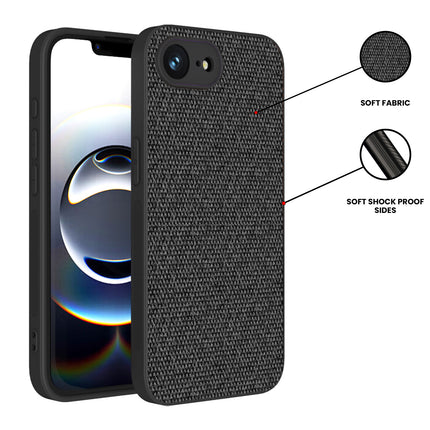 Mobizang Soft Full Fabric Protective Back Case Cover for Apple iPhone 16E | Shockproof Slim Hard Anti Slip Back Case (Black)