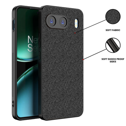 Mobizang Soft Full Fabric Protective Back Case Cover for OnePlus Nord 4 | Shockproof Slim Hard Anti Slip Back Case (Black)