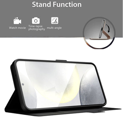 Mobizang Noble Slim Magnetic Leather Flip Case Cover for Samsung Galaxy S25 Plus | Card Holder Stand Flip Wallet Case (Black)