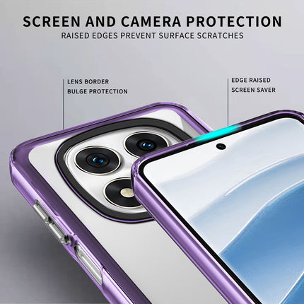 Mobizang Warrior Acrylic Clear Back Cover For Redmi Note 14 Pro (5G) | Slim Shockproof [Military Grade Protection] Hybrid Bumper Case (Purple Sides)