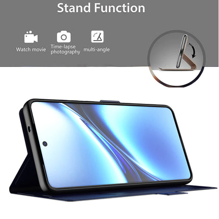 Mobizang Noble Slim Magnetic Leather Flip Case Cover for Vivo X200 Pro (5G) | Card Holder Stand Flip Wallet Case (Blue)