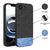 Mobizang Soft Fabric & Leather Hybrid Protective Back Cover for Apple iPhone 16E | Shockproof Slim Hard Anti Slip Back Case (Black,Blue)