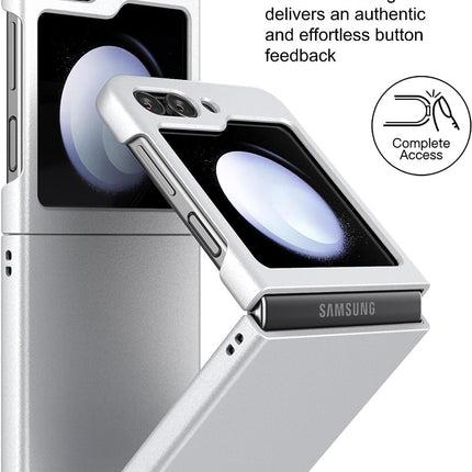 Mobizang Ultra Thin Back Case for Samsung Galaxy Flip6 / Z Flip 6 | With [Inbuilt Glass]  Full Body Protection Hard Back Cover (Silver)