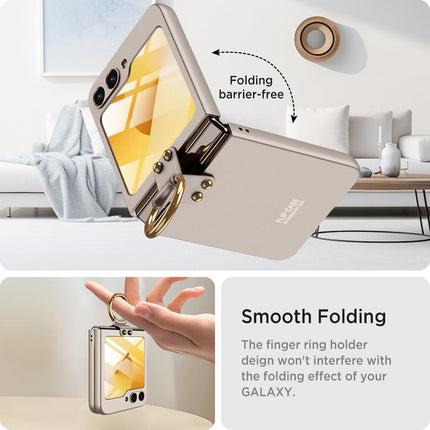 Mobizang Ultra Thin PC Ring Back Case for Samsung Galaxy Flip6 / Z Flip 6 | Shockproof Slim Hard Protective Cover (Titanium)