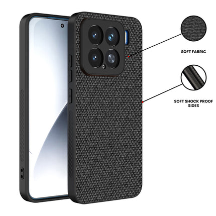 Mobizang Soft Full Fabric Protective Back Case Cover for Xiaomi 15 5G | Shockproof Slim Hard Anti Slip Back Case (Black)