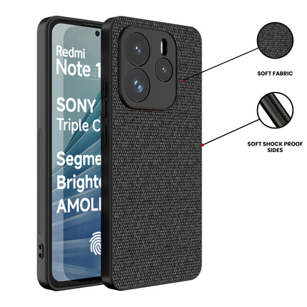 Mobizang Soft Full Fabric Protective Back Case Cover for Redmi Note 14 (5G) | Shockproof Slim Hard Anti Slip Back Case (Black)