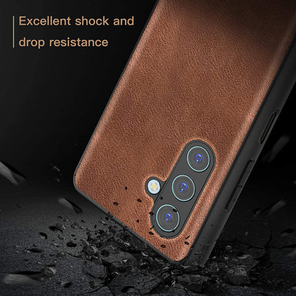 Mobizang Tux Leather Back Cover for Samsung Galaxy M35 (5G) | Slim Shockproof Camera Protection Bumper Case (Brown)