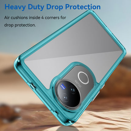 Mobizang Unicorn Acrylic Clear Back Cover For Vivo V50 / V50E 5G | Slim Shockproof [Military Grade Protection] Hybrid Bumper Case (Blue Sides)