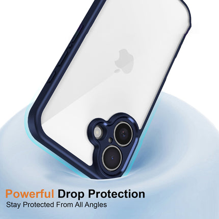Mobizang Hawkeye Clear Back Cover for Apple iPhone 16 | Camera Lens Protector Shockproof Slim Clear Case Cover (Blue Sides)