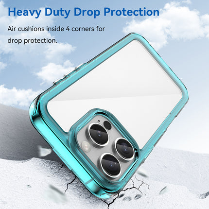 Mobizang Unicorn Acrylic Clear Back Cover For Apple iPhone 16 Pro | Slim Shockproof [Military Grade Protection] Hybrid Bumper Case (Blue Sides)
