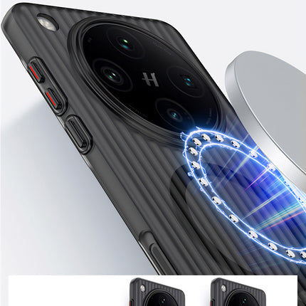 Mobizang Matte Magnetic Wave Grip Back Cover for OnePlus 13 | [MagSafe Compatible] Wireless charging, Slim, Metal Buttons, Frosted Back Case (Grey)