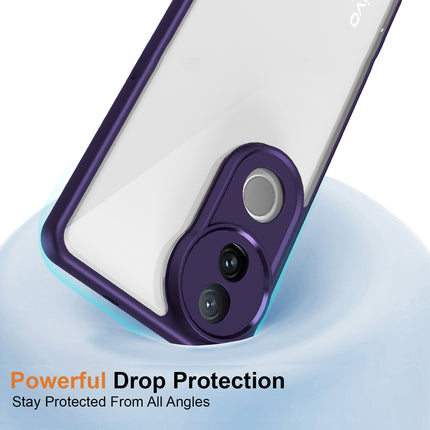 Mobizang Hawkeye Clear Back Cover for Vivo V50 5G | Camera Lens Protector Shockproof Slim Clear Case Cover (Purple Sides)