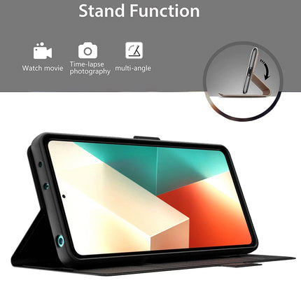 Kapa Noble Slim Magnetic Leather Flip Case Cover for Redmi Note 13 (5G) | Card Holder Stand Flip Wallet Case (Black)