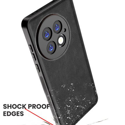 Mobizang Tux Leather Back Cover for OnePlus 13 | Slim Shockproof Camera Protection Bumper Case (Black)