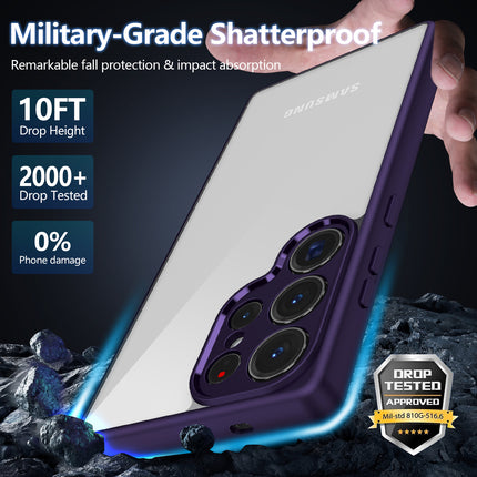 Mobizang Hawkeye Clear Back Cover for Samsung Galaxy S25 Ultra | Camera Lens Protector Shockproof Slim Clear Case Cover (Purple Sides)