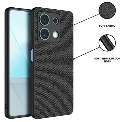 Mobizang Soft Full Fabric Protective Back Case Cover for Redmi Note 13 (5G) | Shockproof Slim Hard Anti Slip Back Case (Black)