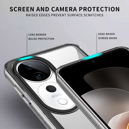 Mobizang Warrior Acrylic Clear Back Cover For Vivo V31 Pro (5G) | Slim Shockproof [Military Grade Protection] Hybrid Bumper Case (Clear Sides)