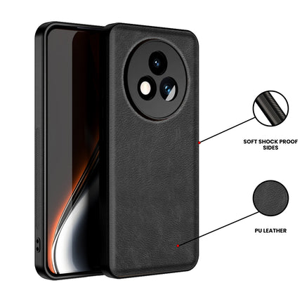 Mobizang Tux Leather Back Cover for Realme P3 PRO 5G | Slim Shockproof Camera Protection Bumper Case (Black)