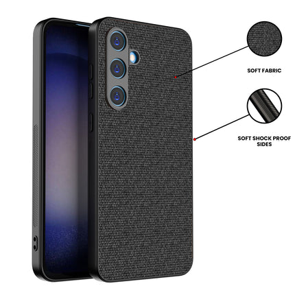 Mobizang Soft Full Fabric Protective Back Case Cover for Samsung Galaxy S24 FE | Shockproof Slim Hard Anti Slip Back Case (Black)