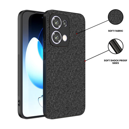 Mobizang Soft Full Fabric Protective Back Case Cover for Oppo Reno 13 5G | Shockproof Slim Hard Anti Slip Back Case (Black)