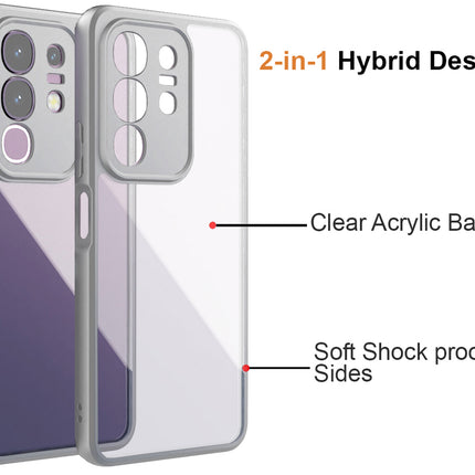 Mobizang Hawkeye Clear Back Cover for Vivo T4X 5G | Camera Lens Protector Shockproof Slim Clear Case Cover (Grey Sides)