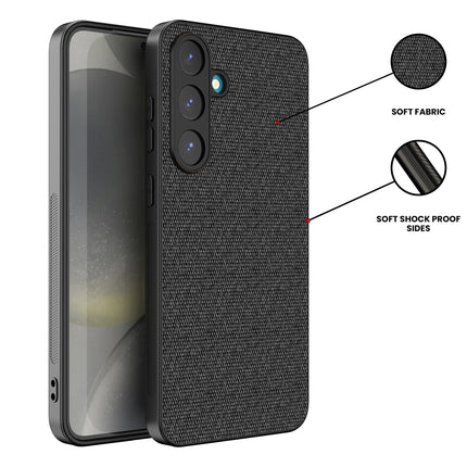 Mobizang Soft Full Fabric Protective Back Case Cover for Samsung Galaxy S25 | Shockproof Slim Hard Anti Slip Back Case (Black)