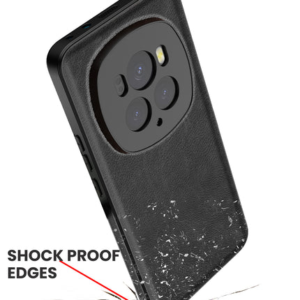 Mobizang Tux Leather Back Cover for Honor Magic 6 PRO | Slim Shockproof Camera Protection Bumper Case (Black)