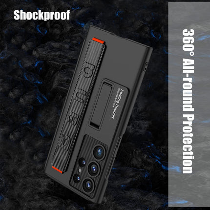 Mobizang Ultra Thin Band + Stand Back Case for Samsung S25 Ultra | Slim Camera Lens Protection Cover with Kickstand (Black)