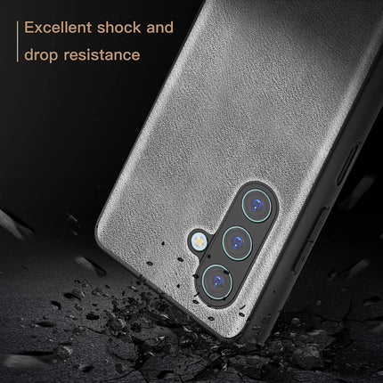 Mobizang Tux Leather Back Cover for Samsung Galaxy M35 (5G) | Slim Shockproof Camera Protection Bumper Case (Grey)