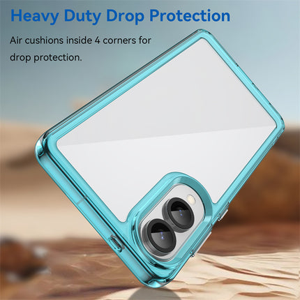 Mobizang Unicorn Acrylic Clear Back Cover For Samsung Galaxy S25 Edge | Slim Shockproof [Military Grade Protection] Hybrid Bumper Case (Blue Sides)